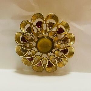 Signed Coro Swirl Ribbon Rhinestone Brooch